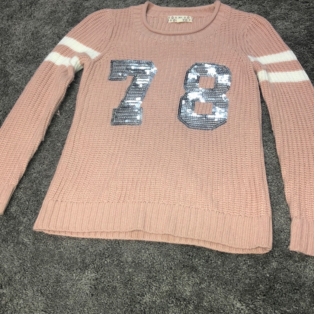 Pink Republic pink white and silver sweater